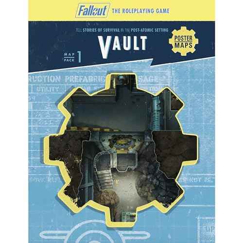 Modiphius Entertainment: Fallout: The Roleplaying Game - Map Pack 1: Vault - RPG Accessory, 32 Page Softcover Booklet & 4 Double-Sided Poster Maps