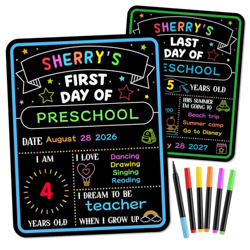 FaCraft First Day of School Sign Board with Liquid Chalk Markers - Style4, 11 x 14"