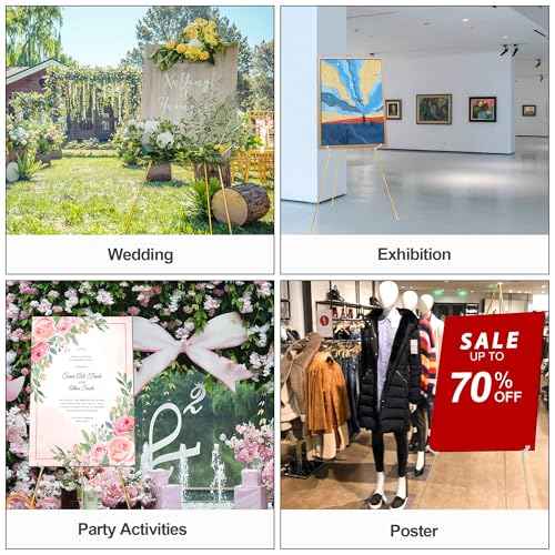 Easel Stand for Sign 63'' Art Easels for Display Wedding Welcome Poster Stand Portable Floor Metal Easel Gold 2 Pack
