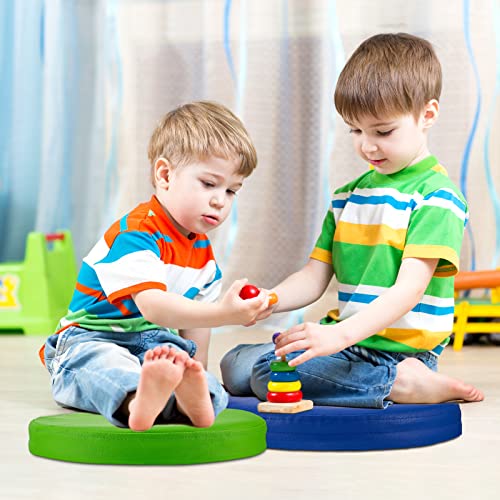 8 Pcs Kids Floor Cushions 13.8 x 13.8 x 2 Inch, Classic Color Set (Vacuum Packed)