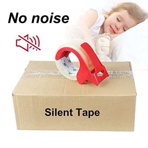 Heavy Duty Clear Packing Tape with Dispenser - 1.88 x 55 Yards, Noiseless Industrial Shipping Tape