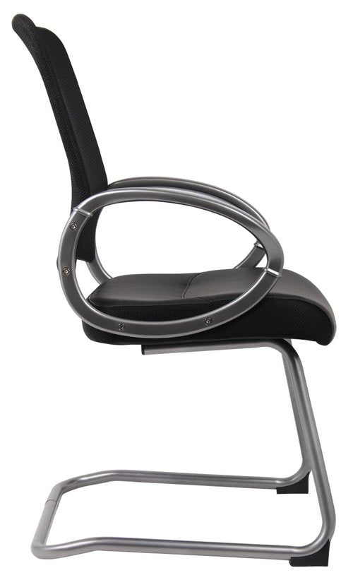 Boss Office Products Mesh Back Guest Chair with Pewter Finish in Black, 250 lb.
