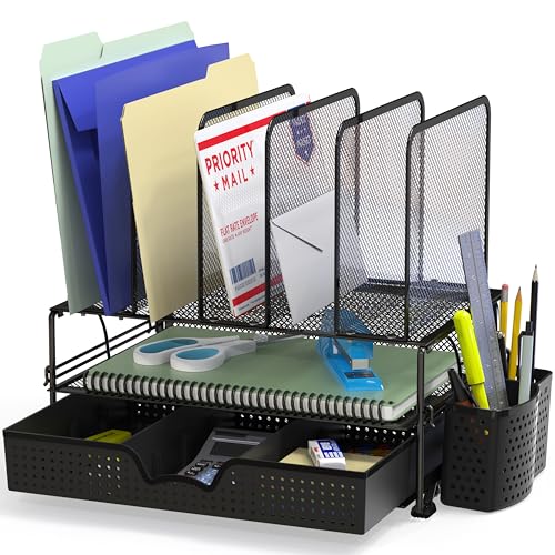 Simple Houseware Black Desk File Organizer with Drawer - Office Supplies