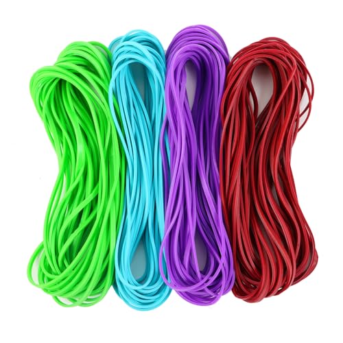 KJAHLAL 120 Pcs Large 7x1/8 Inch Rubber Bands, Assorted Blue Red Green Purple - Heavy Duty Office Home Use