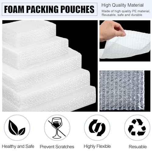 100 Pcs 5 Sizes Bubble Pouches Bags Bubble Bags for Shipping Packing Cushion Wrap Pockets Moving Supplies for Dishes and Glasses, China Cups, Glassware Mugs Packaging(Mixed Size,Clear)