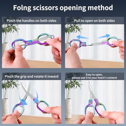 Stainless Steel Mini Folding Scissors - 2 Piece Portable Travel Scissors for Home, Office, Outdoor, Craft Use