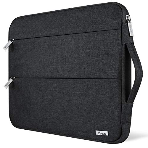 Voova 13-13.6 Inch Water-Resistant Laptop Sleeve with Front Pockets, Black
