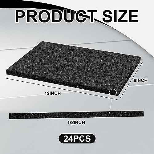 Frienda 24 Pcs 12" x 8" x 0.5" Polyethylene Foam Sheet 1/2 Inch Thick Firm Black Foam Padding PE Packing Pieces Inserts for Cases Craft Shipping Moving