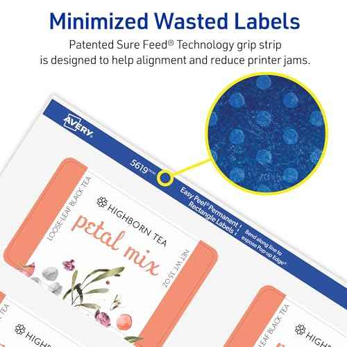 Avery Printable Rectangular Labels, Sure Feed Technology, 2" x 3", Matte White, Permanent Adhesive, Laser/Inkjet Printable, 200 Blank Labels, Great for Product Merchandising, Stickers, and More (5619)