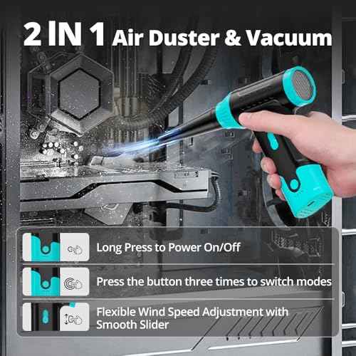 Compressed Air Duster Keyboard Cleaner - Electric Air Blower Cleaning Kit 150,000 RPM Mini Blower Spray to Dust Off Car, PC, Keyboard, Vacuum (Green)