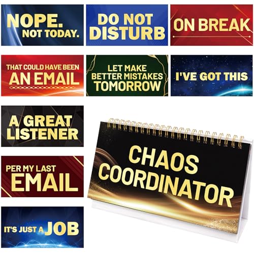 Funny Desk Signs Office Flip Accessories - Coworker Gift, 30 Messages