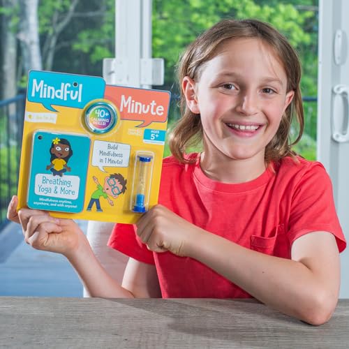 Kids Mindfulness Card Set with Sand Timer & Carrying Ring - Stress Relief & Emotional Regulation