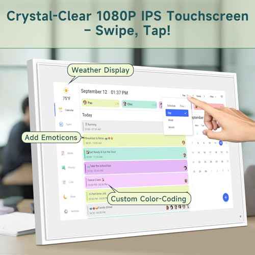 21.5 Inch Smart Digital Calendar ? Electronic Chore Chart & Planner with 1920x1080P IPS Touchscreen, Weekly/Monthly Family Organizer for Wall or Desk, White 2025 New Version