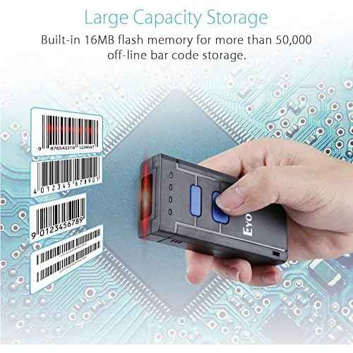 Eyoyo Portable Bluetooth Barcode Scanner Wireless, 2877 CCD Mini Handheld CMOS UPC USB Barcode Reader Compatible for POS, iPad, iPhone, Android Phones, iOS Work for Store, Book, Library Inventory
