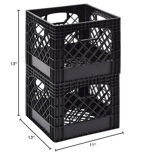 Muscle Rack MK131311-B2PK 11" x 13" x 13" Black Milk Crate (Pack of 2)