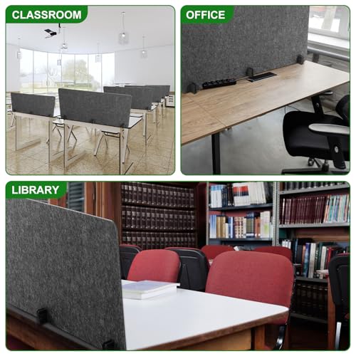 2 Pack Acoustic Desk Divider Partition 23.6 x 47.2" Stand up Freestanding Privacy Panel Noise Visual Distractions Reducing Table Divider for Student Reception Area Office (Deep Gray)