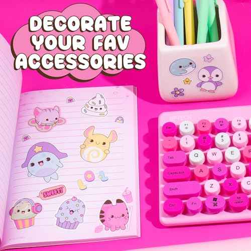 Just My Style 1500+ Cute Kawaii Stickers, 43-Page Book for Scrapbooks, Planners, Features Letter, Happy Planner, Laptop, Water Bottle Stickers for Kids Teens Adults