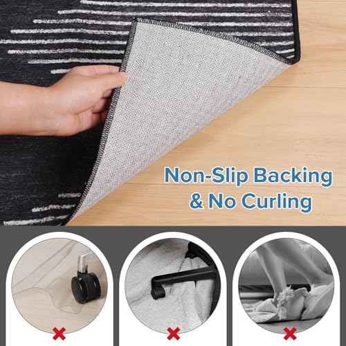 Office Chair Mat for Hardwood Floors, Durable 51"x63" Low-Pile Bohemian Stripe Desk Rug with Non-Slip Backing, Easy-Glide Computer Floor Protector for Rolling Chairs