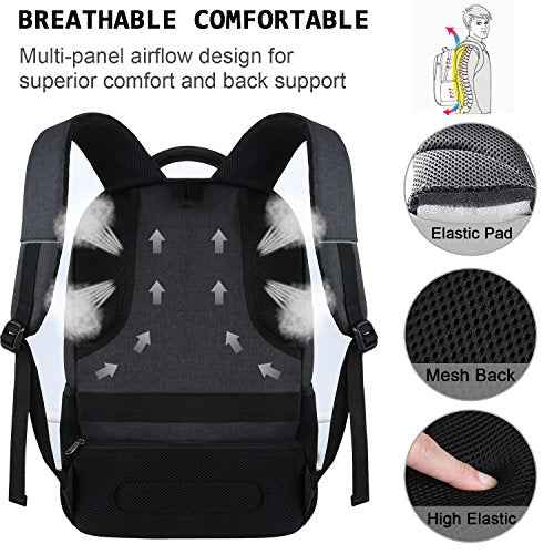 Laptop Backpack,Business Travel Anti Theft Slim Durable Laptops Backpack with USB Charging Port,Water Resistant College Computer Bag for Women & Men Fits 15.6 Inch Laptop and Notebook - Black