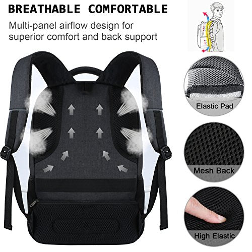 Volher 15.6 Inch Black Business Travel Laptop Backpack Anti Theft Slim Bag