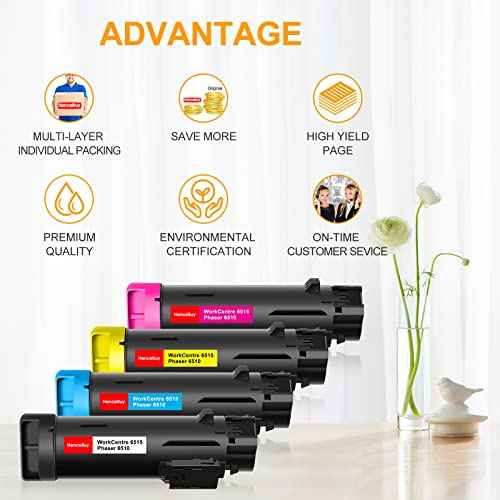 Workcentre 6515 Toner Phaser 6510 Toner Replacement for Xerox Workcentre 6515 Toner Phaser 6510 Toner Cartridge Compatible with Xerox Phaser 6510dni 6510n Workcenter 6515dni 6515dn (4 Pack)