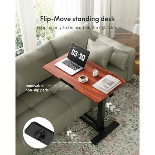 FLEXISPOT H7 PRO Mobile Standing Desk Adjustable Overbed Table Pneumatic with Wheels 90¡ÆTiltable Portable Laptop Desk Rolling Computer Cart Foldable Bedside Table(31.5" W x 17.7" D, Mahogany)