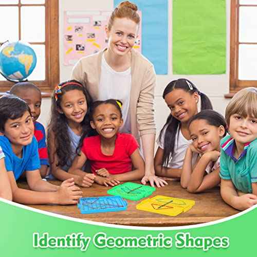 Lenwen 40 Pcs Double Sided Geoboard Math Manipulatives Geoboard with Rubber Bands 6.3 Inch Plastic Educational Graphical Toy for Learning Creativity