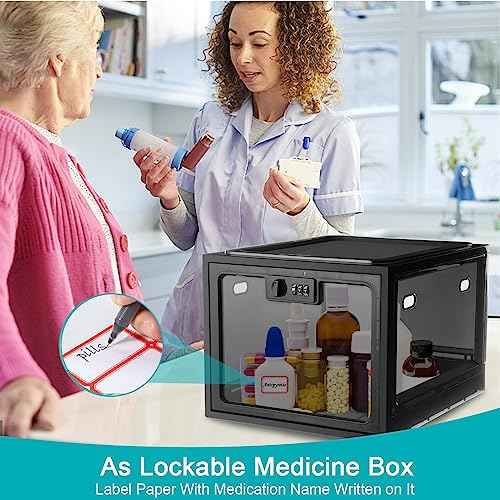 Lalifebuss Combination Lock Boxes for Personal Items, Lockable Storage Box for Office Locker/School/Medicine/Snacks/Phone Jail/Electronic/Home (2 Pack/Black)