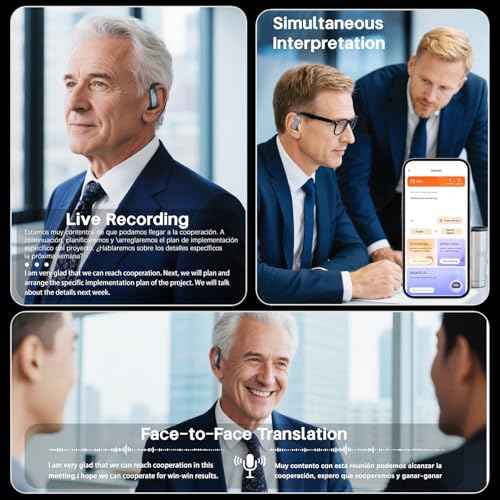 AI Translation Earbuds Real Time,Translation Earbuds with Audio and Video Calls,164 Language Translator Earbuds Audifonos Traductores Ingl?s Espa?ol,Bluetooth Headphones for Business/Learning/Travel