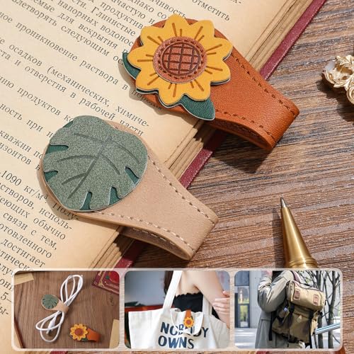 4PCS Vintage Magnetic Leather Bookmark, Leather Magnetic Bookmarks for Women, Magnetic PU Bookmarks Clip Book Accessories