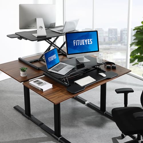 FITUEYES Black 32" Height Adjustable Standing Desk Converter — Sit-to-Stand
