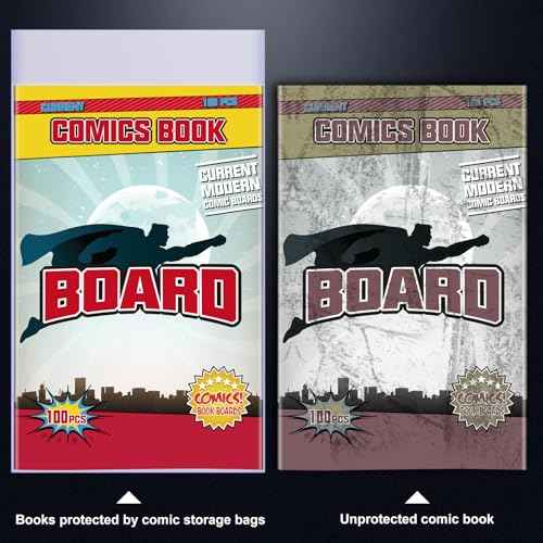 KKU 200 Count Comic Book Bags and Boards, Crystal Clear Acid Free Comic Bags and Boards, Comic Book Storage for Comics
