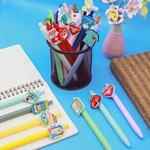 20 Pcs Cute Nurse Pens, Funny Nursing Accessories Gel Pen Black Ink Set for Medical Assistant Student Essentials Nurse Week Gifts Appreciation Gift Work Aesthetic