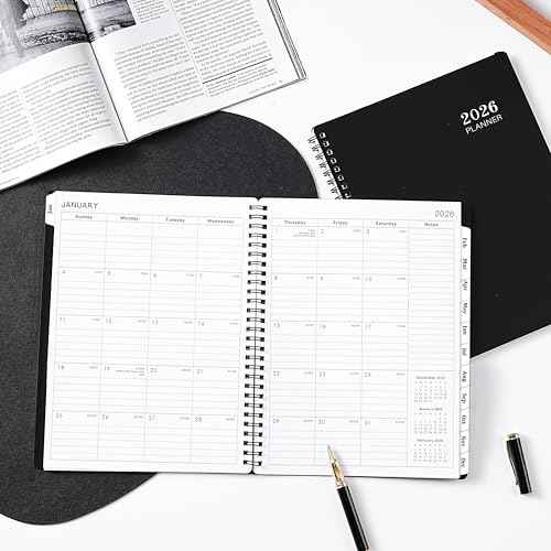 2026 Planner - 8¡± ¡¿ 10¡±, Planner Weekly and Monthly 2026, from JAN to DEC 2026, Premium Paper, Twin-wire Binding, Check Box, Coated Monthly Tabs, for Productive Life
