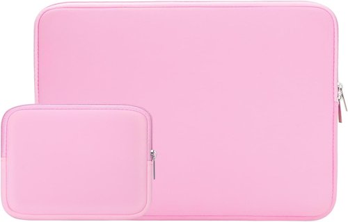 RAINYEAR 13-Inch Laptop Sleeve Case - Includes Accessories Pouch for MacBook Air/Pro (Pink)