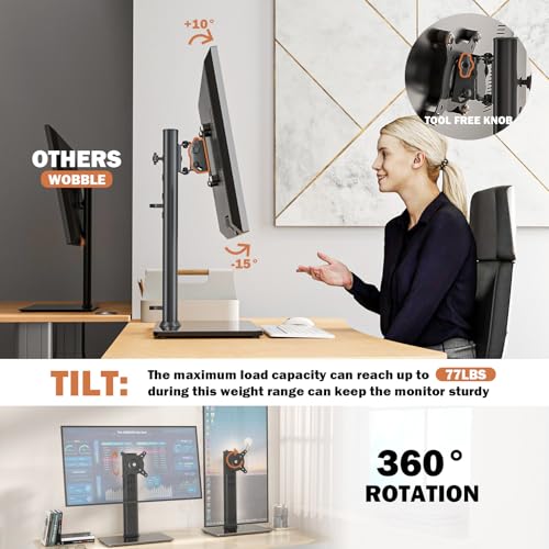 Hemudu Black Adjustable LCD Monitor Stand Mount for 13-32 Inch Screens, VESA Holder with Swivel & Height Adjustment