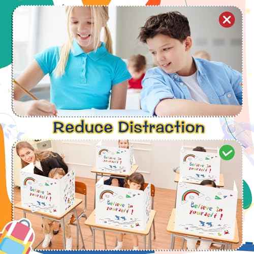 Privacy Boards for Student, 12 Pcs Desk Dividers for Students, Cardboard Privacy Folders, Privacy Shield Folder Boards, Classroom Divider Shield for School Teachers Home (Believe in Yourself)