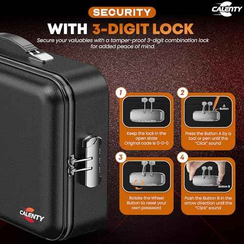 Fireproof Document Bag with Lock and 8GB USB, Portable Safe Box and File Organizer, 3-Layer Fireproof File Storage Case with Water Resistant Zipper for Money, Laptops, and Documents (Black)