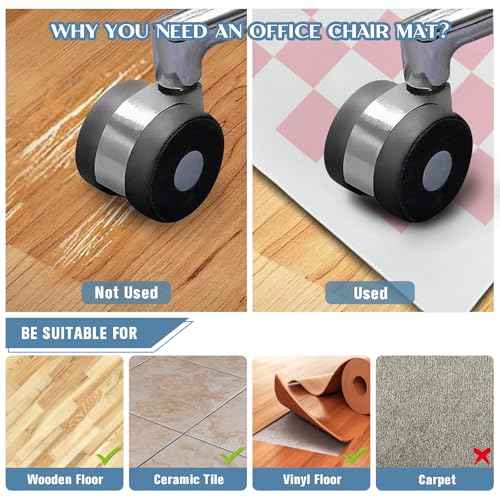 Office Chair Mat for Hardwood Floor Pink Checkered 48"x60" Computer Gaming Chair Mat Anti-Slip Office Rugs Floor Protector for Rolling Chairs Under Desk Rug for Home Office