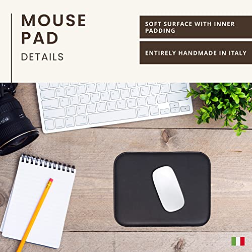 Maruse Italian Leather Mouse Pad for Home or Office Desktop, Handmade in Italy, Navy