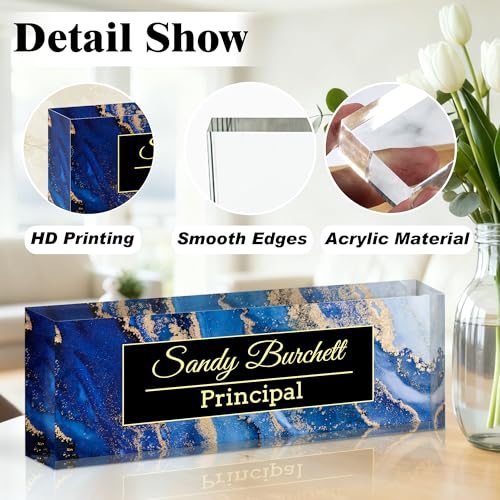 Blue Coast Personalized Desk Name Plate - Custom Office Name Tag, Made in USA