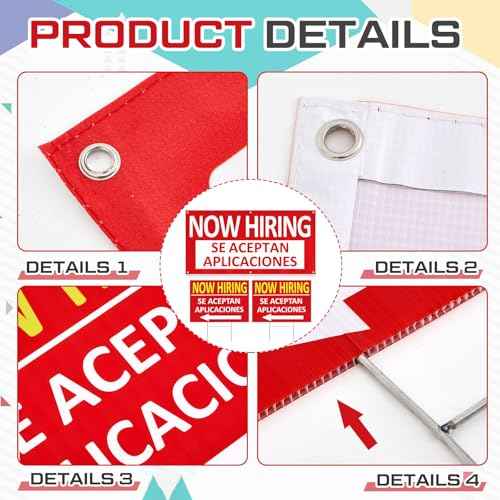 1 Pcs 2 x 4 ft Now Hiring Banner and 2 Pcs 18 x 24 Inch Now Hiring Yard Sign with Stakes Se Aceptan Aplicaciones English and Spanish Bilingual Signage Outdoor Indoor for Business and Stores