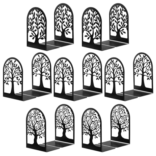 HappyHapi Metal Book Ends - Decorative L-Shaped Shelving Support, 7 Pairs