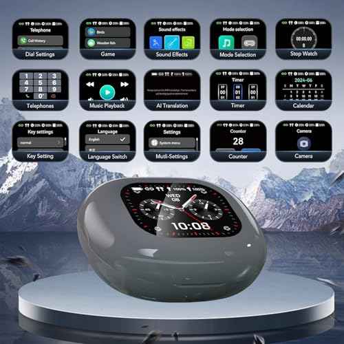 Souroyea Real Time Translation Earbuds 144 Languages AI Translator Open Ear Headphones with LCD Screen,Instant Two-Way Translating & Recording for Foreign Language Learning/Travel/Business (Grey)