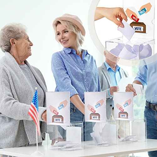 Bucherry 3 Pcs Acrylic Donation Box with Slot, 6 x 5 x 5 Inches Clear Ballot Suggestion Raffle Ticket Box with Sign for Fundraising, Raffle, Collecting, Donating, Voting
