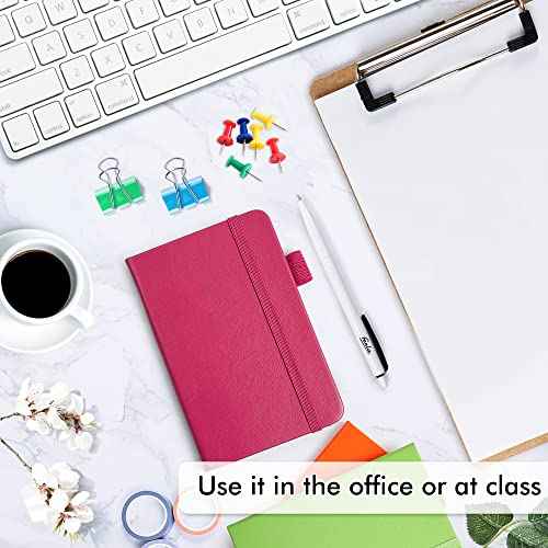 feela Pocket Small Notebooks Bulk, Mini Cute Notepads Hardcover College Ruled Lined Journals with Pen Holder for School Business Memos, with 15 Black Pens, 3.5¡±x 5.5¡±, 15 Pack, A6, Solid Colors