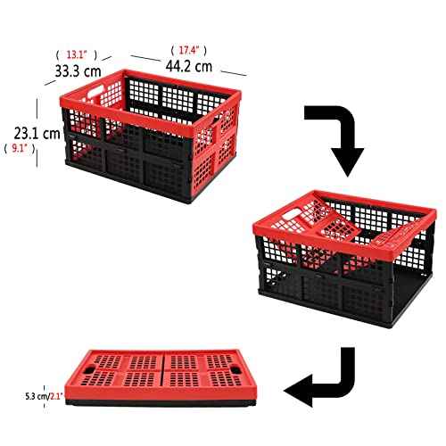 Gloreen 3 Packs 35 Quart Folding Crate Basket, Collapsible Storage Milk Crates