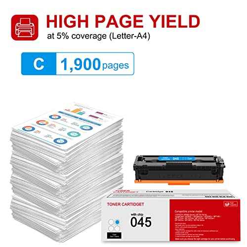 1 Pack 045 1241C001 Cyan Toner Cartridge: Compatible CRG045 Replacement for Canon Color imageCLASS MF631Cn MF632Cdw MF633Cdw MF634Cdw LBP613Cdw LBP610C Series i-SENSYS LBP613Cdw MF635Cx Printer
