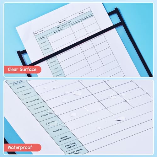 GAMENOTE 30 Pack Dry Erase Pockets 10x14in, Black – Reusable Writing Sleeves with Ring Binders