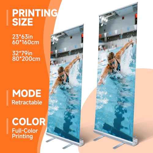 Custom Retractable Banner Stand 33"x81" ? Personalized Roll Up Display with Carry Bag, Adjustable Height, Portable Stand for Trade Shows, Events, Business Promotions